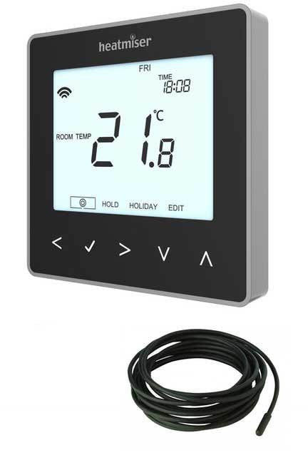 Heatmiser neoStat-e V2 - Electric Floor Heating Thermostat (Black)