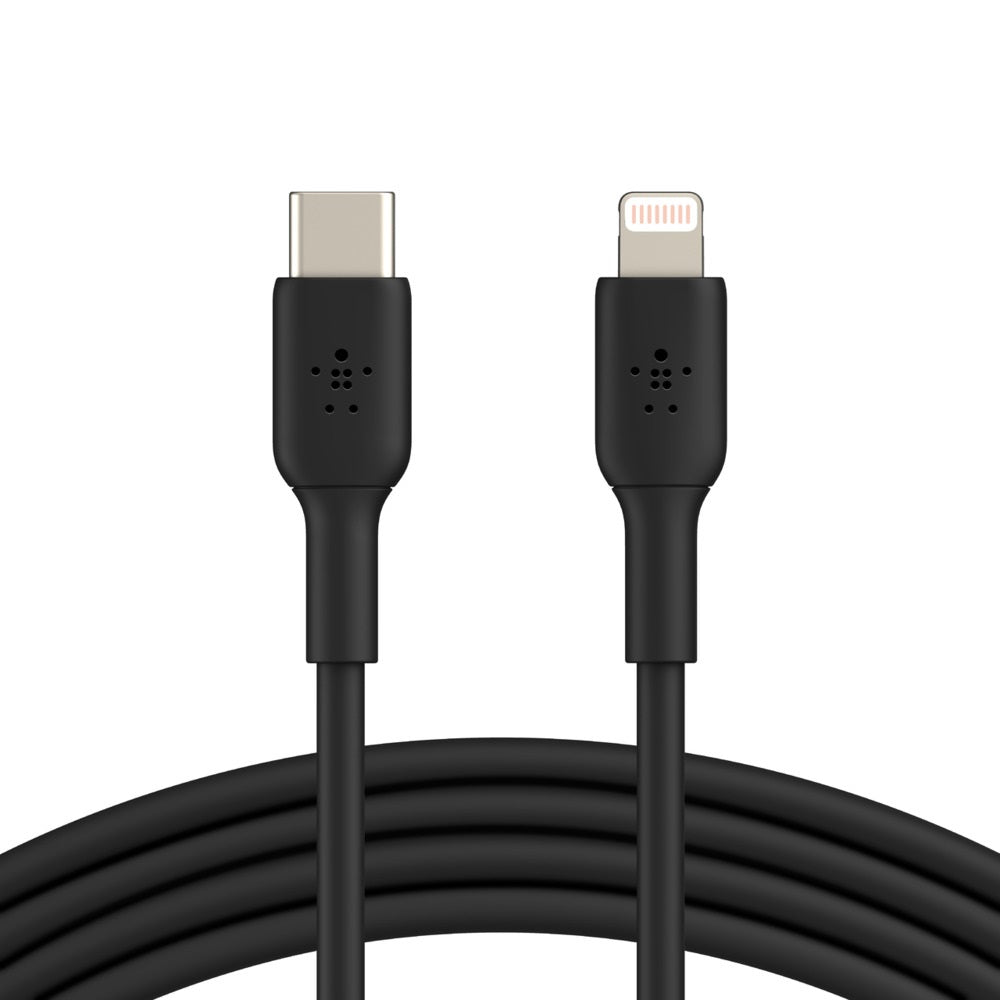 Belkin BoostCharge Lightning to USB-C Cable (1m/3.3ft) - Black (CAA003bt1MBK), 18W Fast Charge, 8,000+ bends tested, 480Mbps, USB-C PD, PVC Cable