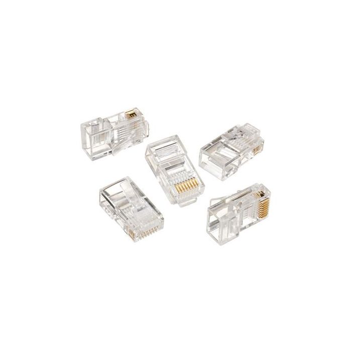 1 x RJ45 Modular Plug 8P8C 50U Round Solid for Solid Conductor - SINGLE PIECE CONNECTOR