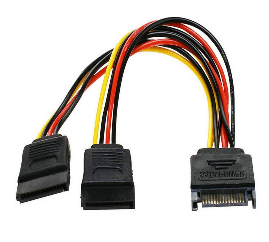 8Ware HDD SATA Power Splitter Y Cable Adapter 15cm 1x 15-pin to 2x 15-pin Male to Female 1 to 2 Extension