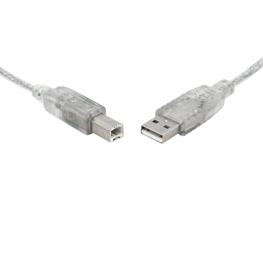 8Ware USB 2.0 Cable 0.5m / 50cm USB-A to USB-B Male to Male Printer Cable for HP Canon Dell Brother Epson Xerox Transparent Metal Sheath UL Approved
