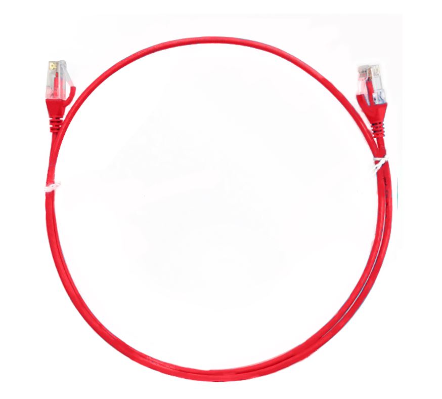 8ware CAT6 Ultra Thin Slim Cable 15m - Red Color Premium RJ45 Ethernet Network LAN UTP Patch Cord 26AWG for Data