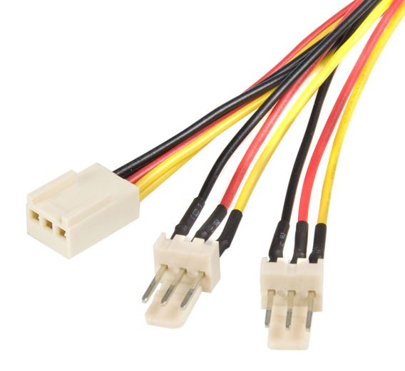 Astrotek Fan Power Cable 20cm - 2x3pin Male to 3 pins Female - for Computer PC Cooler Extension Connectors Black Sleeved