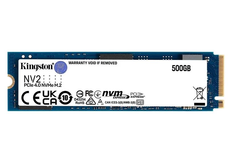 Kingston Nv2 500GB M.2 NVMe PCIe 4.0 SSD - 3500/2100MB/s 160TBW 1.5 Million Hrs M.2 2280 3Y WTY