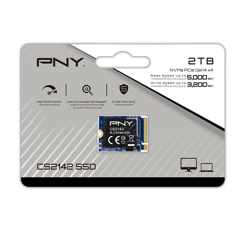 PNY CS2142 1TB PCIe M.2 2230 NVMe Gen4x4 SSD 5,000MB/s 3200MB/s  5yrs