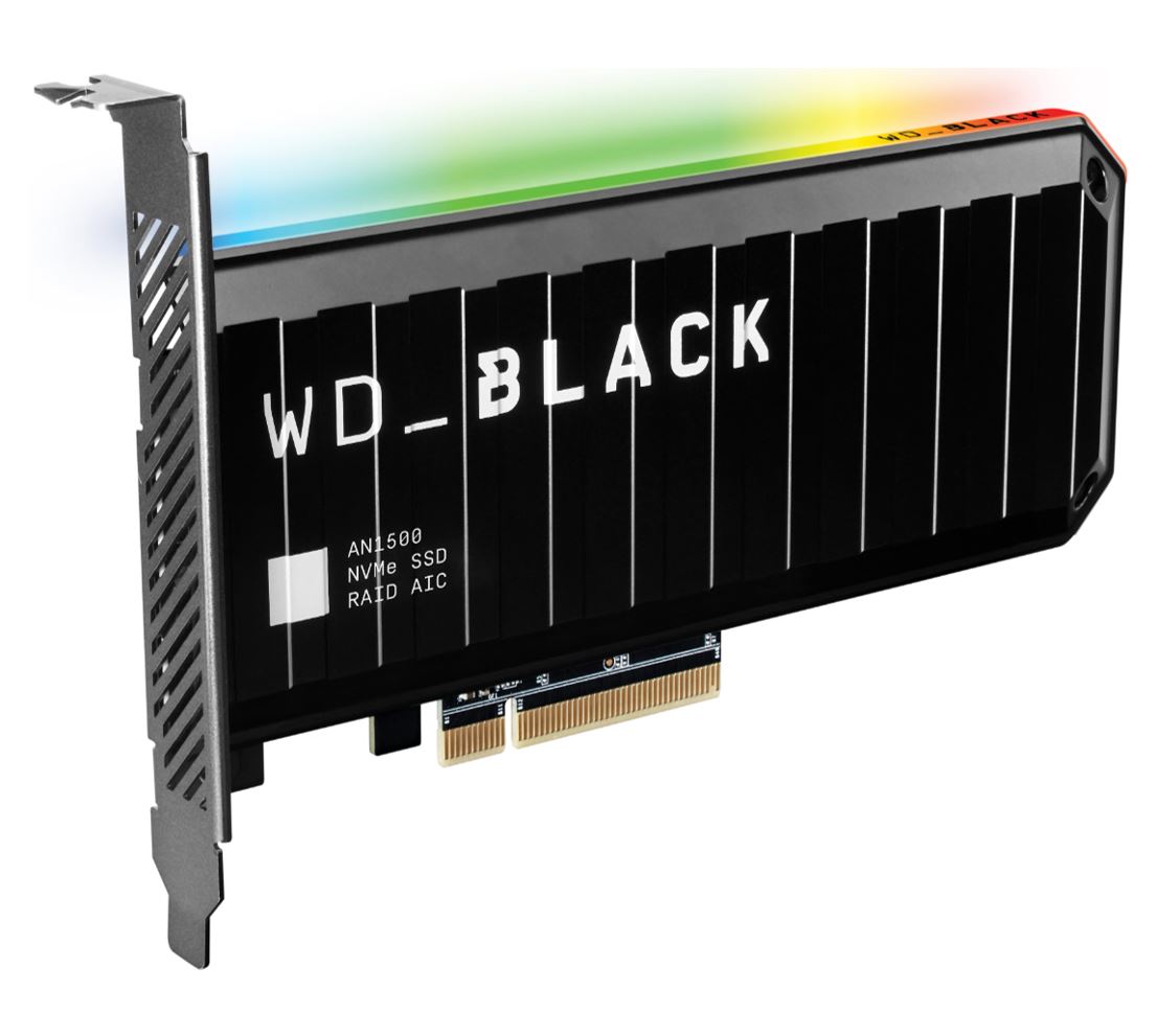 Western Digital WD Black AN1500 4TB RGB NVMe SSD AIC - 6500MB/s 4100MB/s R/W 780K/710K IOPS 1.75M Hrs MTBF RAID PCIe3.0 Add-in-Card 3D-NAND 5yrs