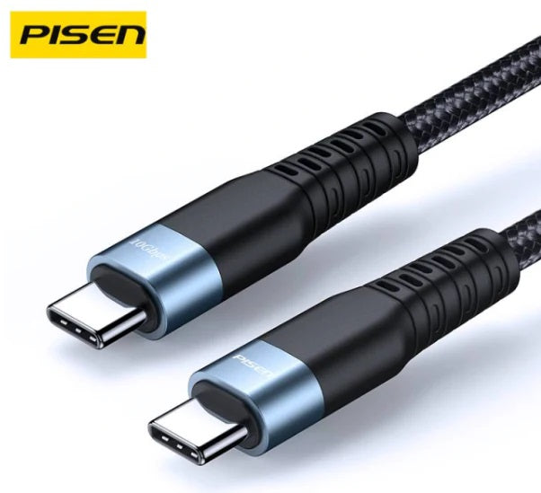 PISEN USB-C to USB-C (PD 3.1 Gen2) 100W PRO Fast Charging Cable (1M) - Supports 5A, Supports 10Gbps Transfer Speed,Support 4K Display