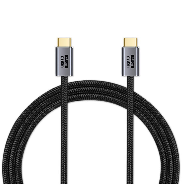 Pisen Braided USB-C to USB-C (3.2 Gen 2) Cable (1M) - Black, 5A/100W, Nylon and Aluminum Outer Shell, 20Gbps Transfer Speed, Supports 4K Display