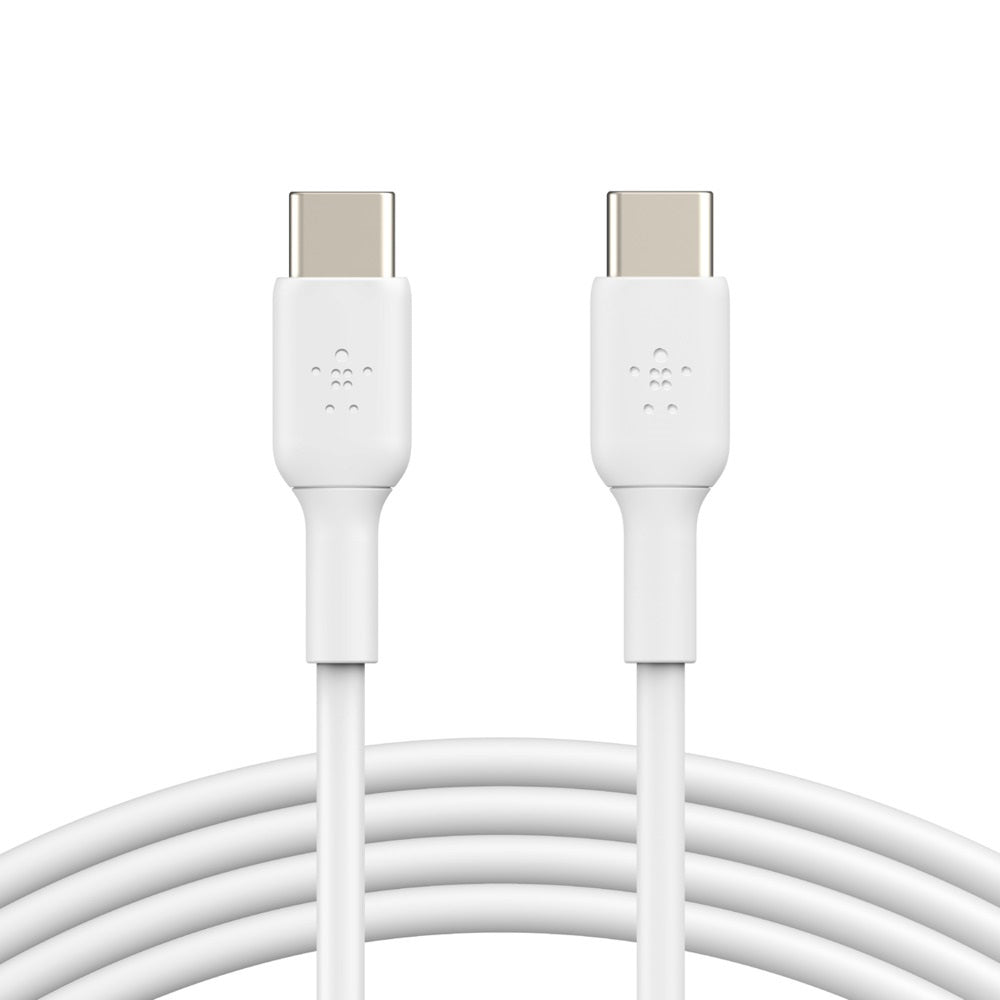 Belkin BoostCharge USB-C to USB-C Cable (1m/3.3ft) - White (CAB003bt1MWH), 60W Fast Charge, 480Mbps, 8,000+ bends tested, PVC Cable Jacket, 2YR.