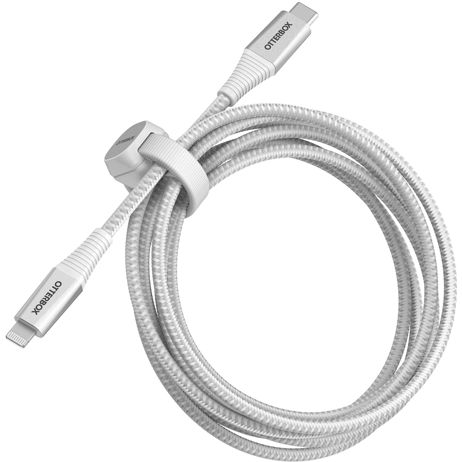 OtterBox Lightning to USB-C Fast Charge Premium Pro Cable (2M) - White (78-80891), 3 AMPS (60W), Bend/Flex-Tested 30K Times, Braided Nylon, Rugged