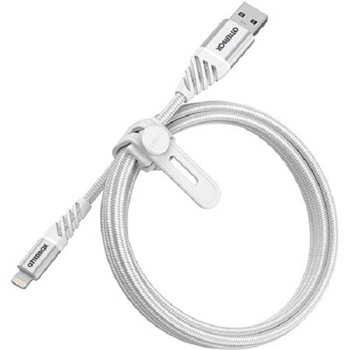 OtterBox Lightning to USB-A Premium Cable (1M) - White (78-52640), 3 AMPS (60W), Bend/Flex-Tested 10K Times, Braided Nylon, Ultra Rugged & Tough