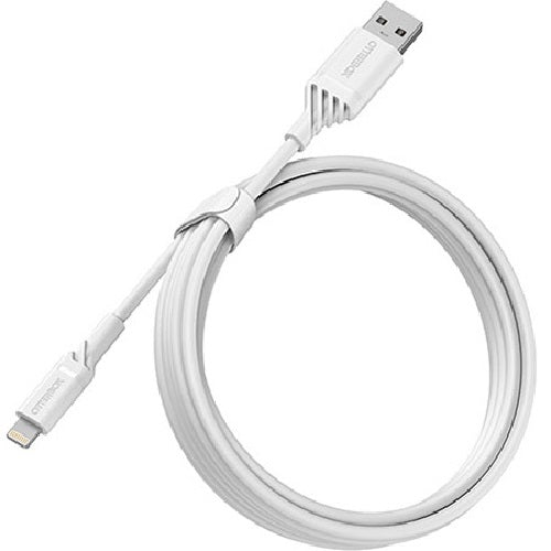 OtterBox Lightning to USB-A Cable (2M) - White (78-52629), MFi Certified, USB 2.0, 3 AMPS (60W), Bend/Flex-Tested 3K Times, Durable & Flexible Cable