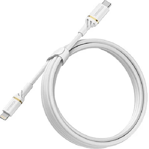 OtterBox Lightning to USB-C Fast Charge Cable (2M) - White (78-52646), 3 AMPS (60W) USB PD,Bend/Flex-Tested 3K Times,Up to 4X Faster Charging, Durable
