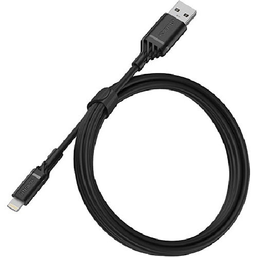 OtterBox Lightning to USB-A Cable (1M) - Black (78-52525), MFi Certified, USB 2.0, 3 AMPS (60W), Bend/Flex-Tested 3K Times, Durable & Flexible Cable