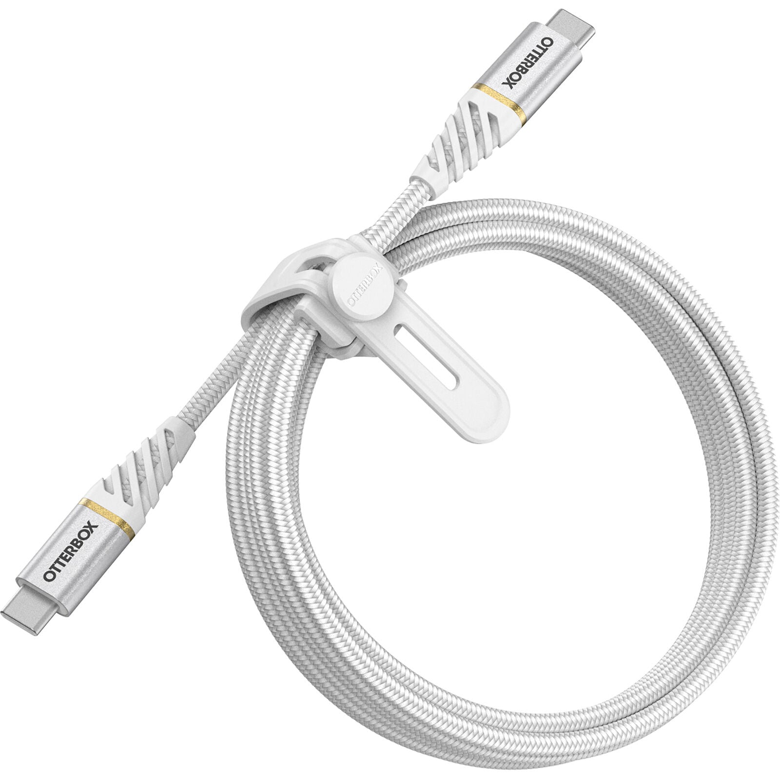 OtterBox USB-C to USB-C Fast Charge Premium Cable (2M) - White (78-52681),USB 2.0, 3 AMPS (60W) USB PD,Bend/Flex-Tested 10K Times,Braided Nylon,Rugged