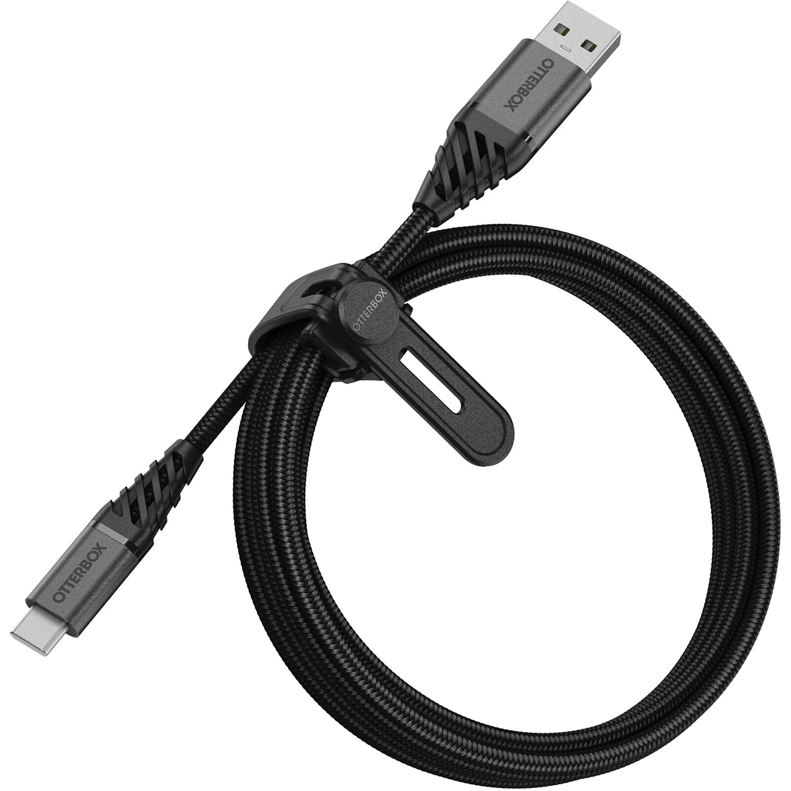 OtterBox USB-C to USB-A Premium Cable (2M) - Black (78-52665), USB 2.0, 3 AMPS (60W), Bend/Flex-Tested 10K Times, Braided Nylon, Ultra Rugged