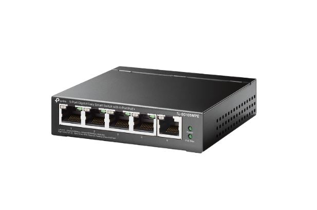 TP-Link TL-SG105MPE 5-Port Gigabit Easy Smart Switch with 4-Port PoE+  Omada
