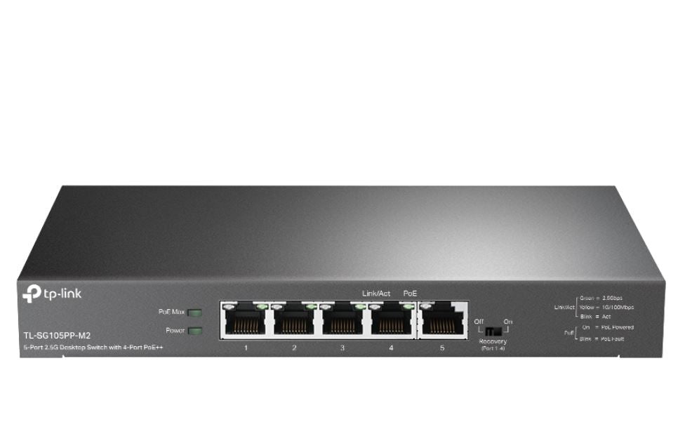 TP-Link TL-SG105PP-M2 5-Port 2.5G Desktop Switch with 4-Port PoE++