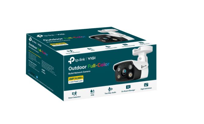 TP-Link VIGI 4MP C340(4mm) Outdoor Full-Colour Bullet Network Camera,4mm Lens, Smart Detection, 3YW (LD)