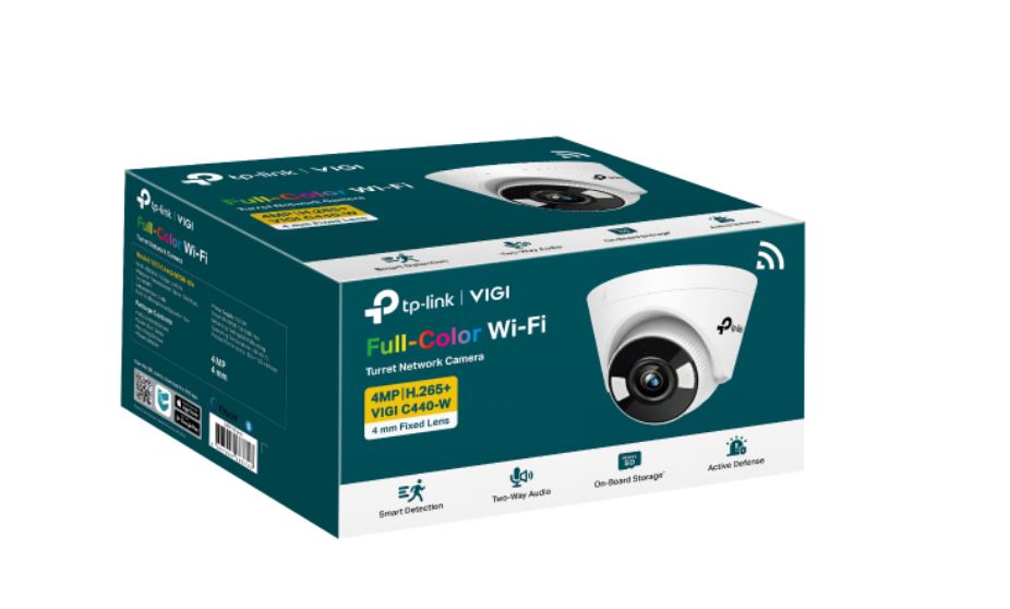 TP-Link VIGI 4MP C440-W(4mm) Full-Colour Wi-Fi Turret Network Camera,4mm Lens, Smart Detection, 3YW (LD)