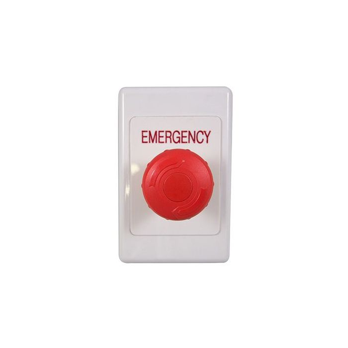 Smart Plastic GPO Plate Red Twist to Release Button, Text = EMERGENCY