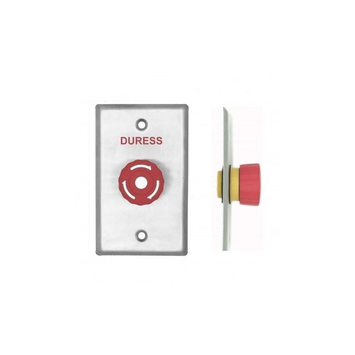 Sprint Twist to Reset Mushroom Button on a stainless plate, multiple plates available with various engravings.
