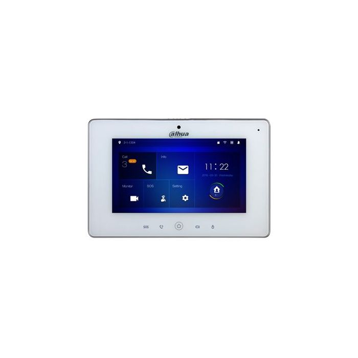 Wireless WiFi 7-inch LCD monitor with touch screen with front camera - White